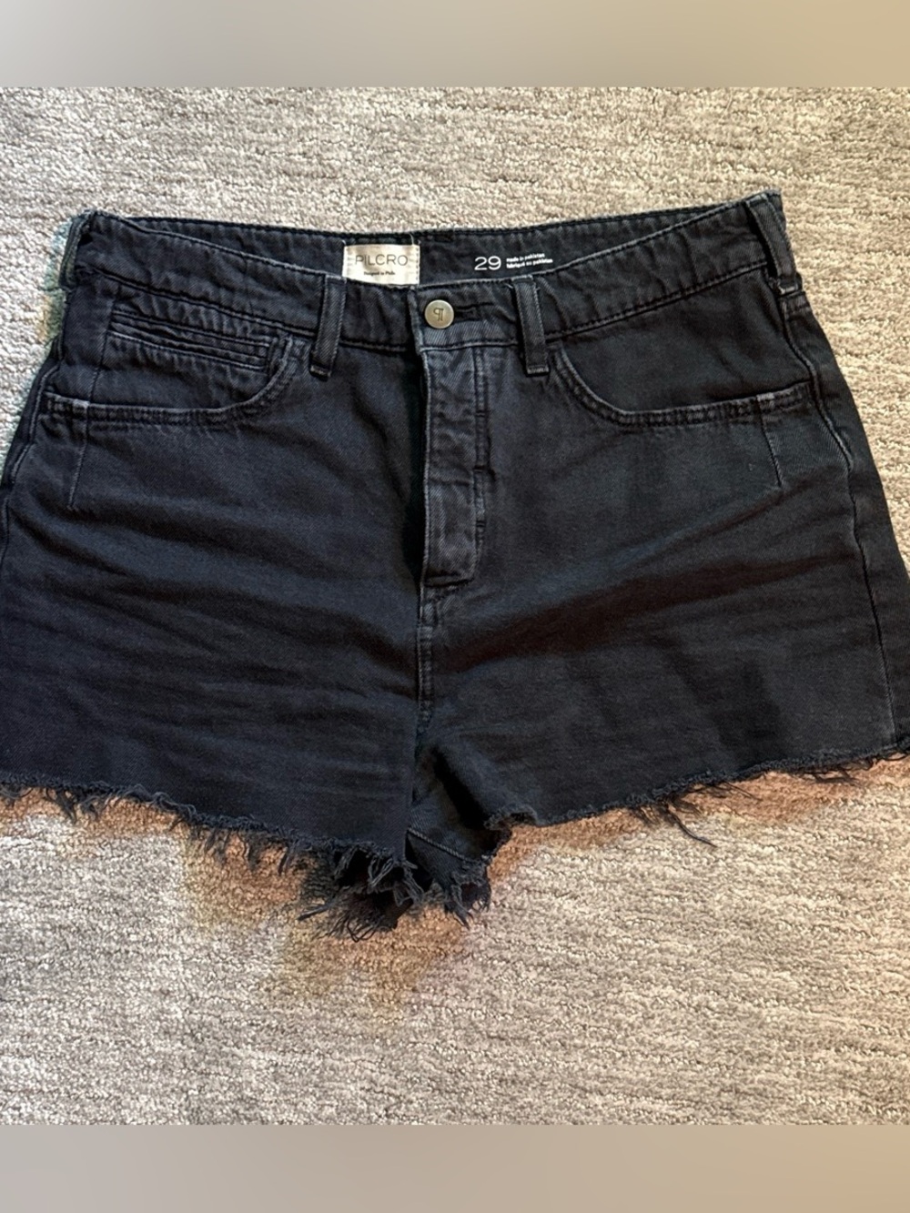 Pilcro Black Frayed Hem High-Rise Denim Shorts